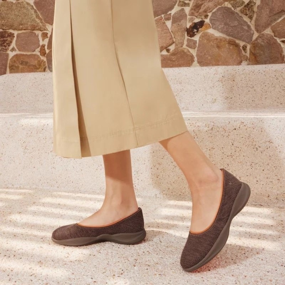 VIVAIA Izabel Coffee Orange Wool Water Repellent Flats Womens EU 39 US 8